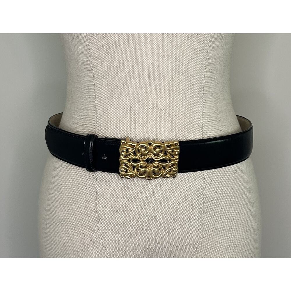 LIZ CLAIBORNE Genuine Bonded Leather Black Belt 24129 Womens L